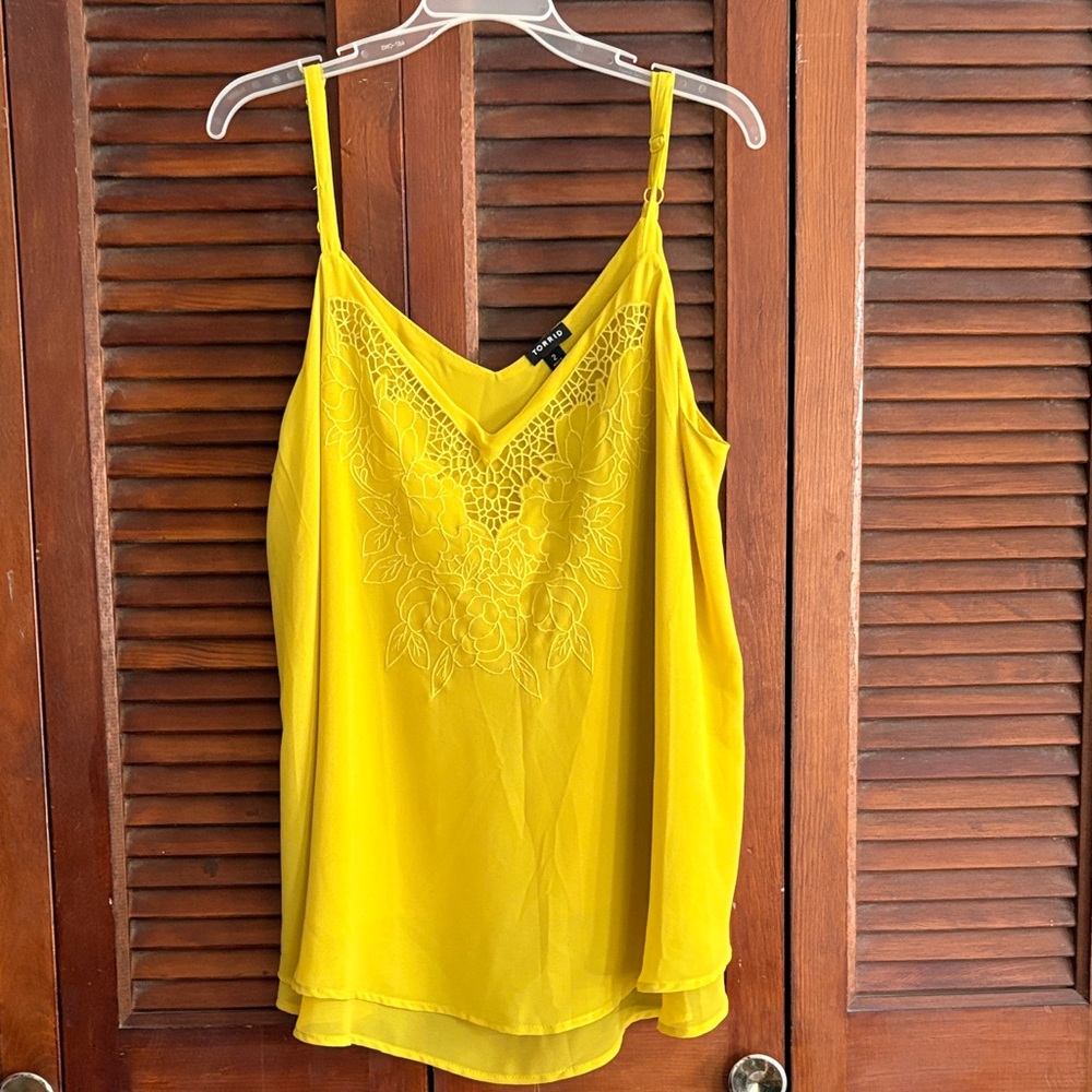 Torrid Yellow Embroidered Camisole